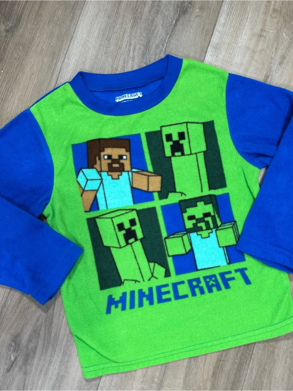 Minecraft Kids Two-Piece Green & Blue Pajama Set - Size: 6
